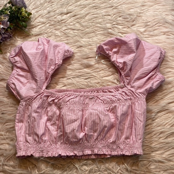 Zara Pink Poplin Striped Crop Top - Picture 8 of 8